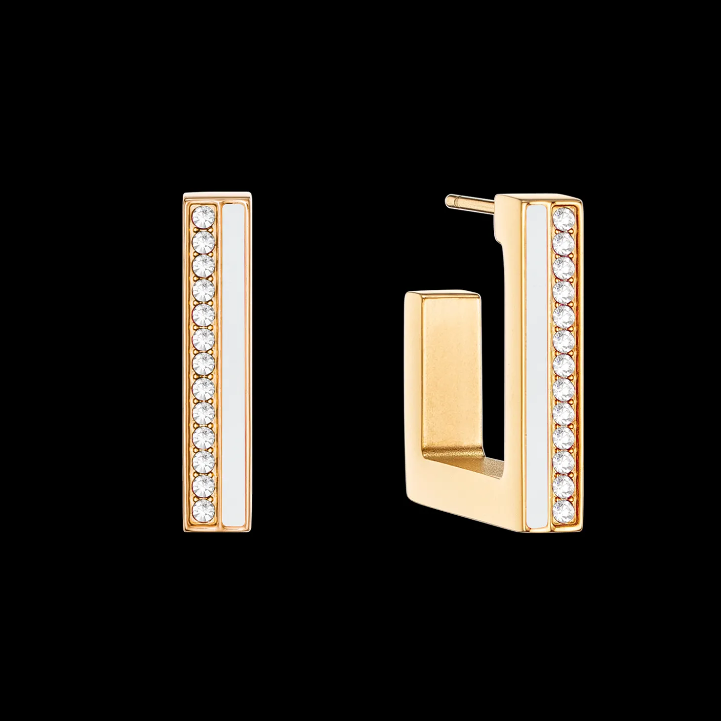 Earrings Hoops Square Stripes 20 gold-white
