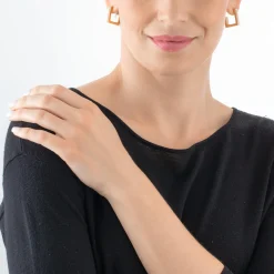 Earrings Hoops Square Stripes 20 gold-white