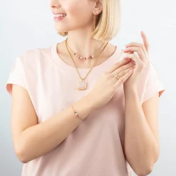 Earrings Mini Cubes & Chain gold-pink