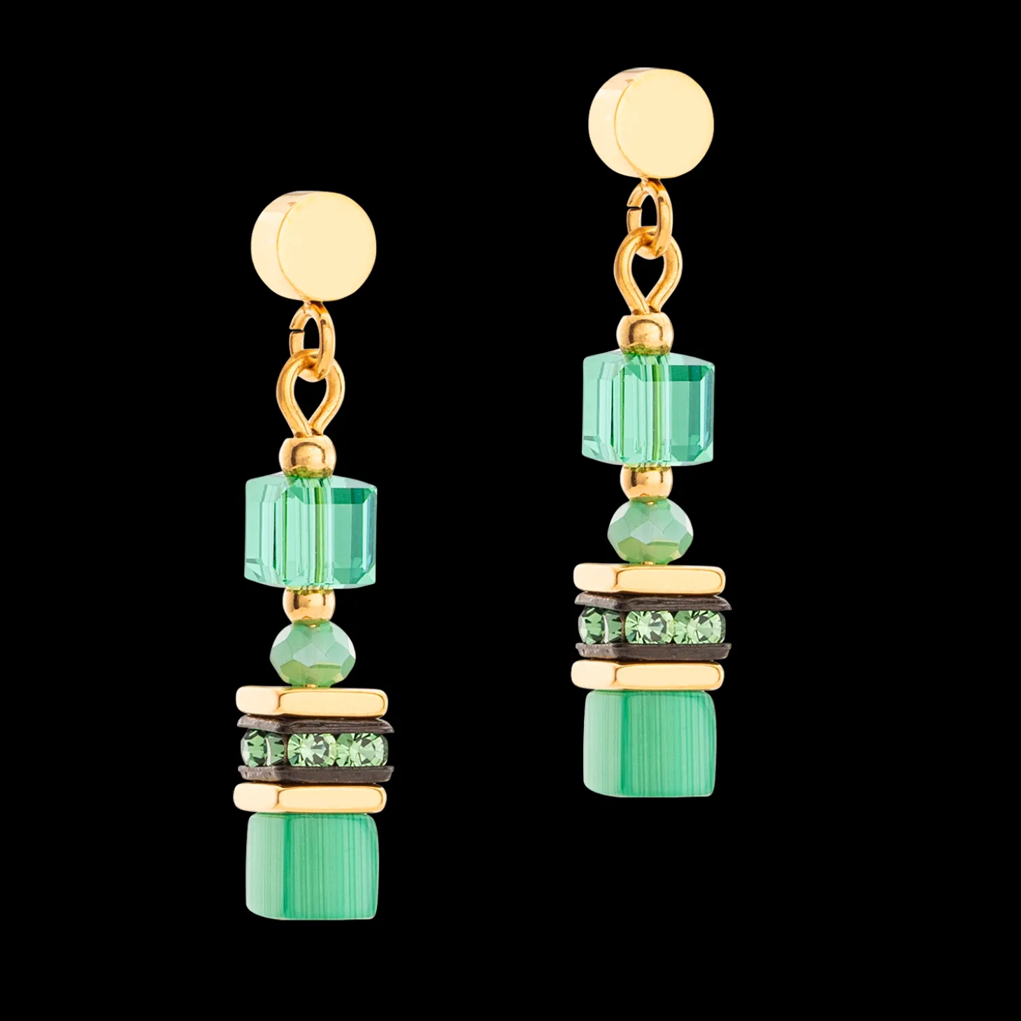 Earrings Mini Cubes green