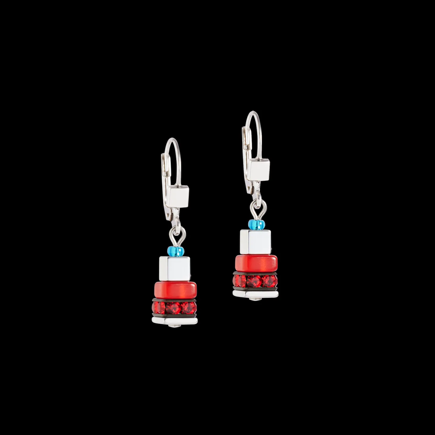 Earrings Modern Future Cube blue-red