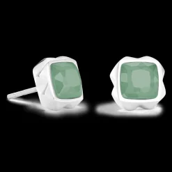 Earrings Spikes Square Aventurine silver-green
