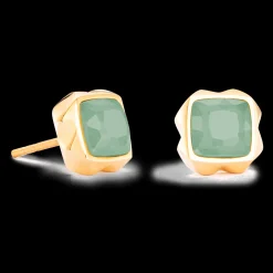 Earrings Spikes Square Aventurine gold-green
