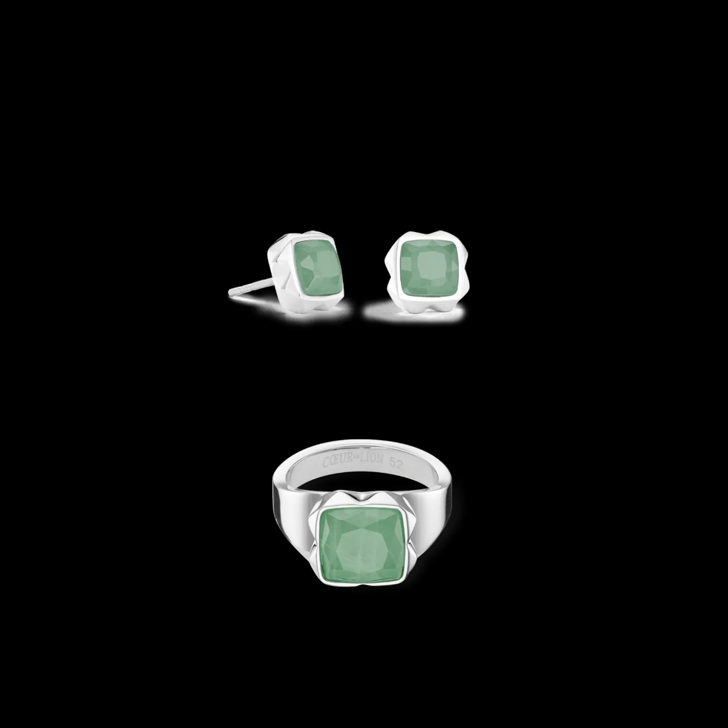 Earrings Spikes Square Aventurine silver-green