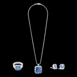 Earrings Spikes Square Aventurine silver-blue