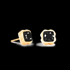 Earrings Spikes Square Onyx gold-black