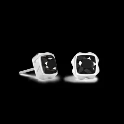 Earrings Spikes Square Onyx silver-black