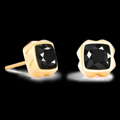 Earrings Spikes Square Onyx gold-black