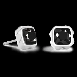 Earrings Spikes Square Onyx silver-black