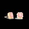 Earrings Spikes Square Rose Quartz gold-pink