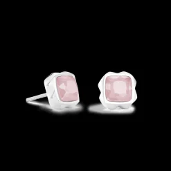 Earrings Spikes Square Rose Quartz silver-pink