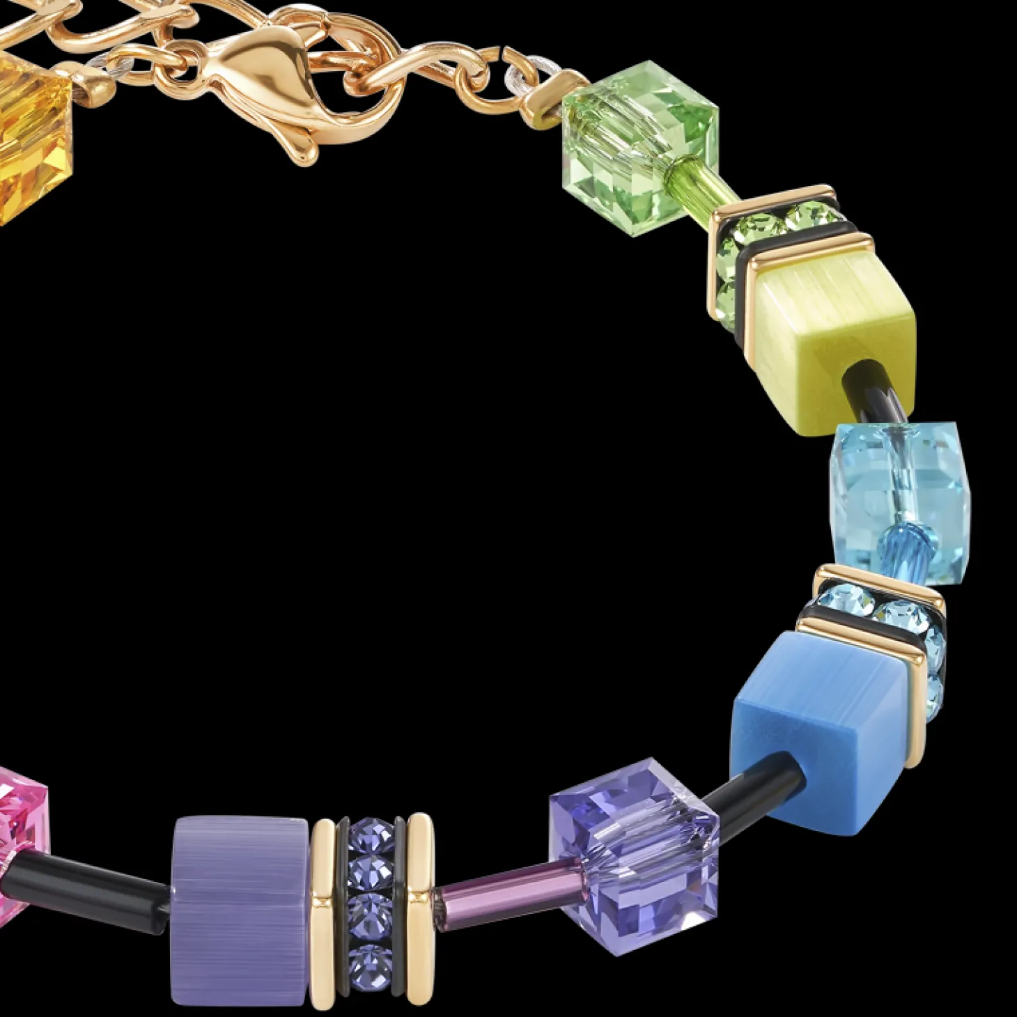 GeoCUBE® Bracelet multicolour rainbow gold