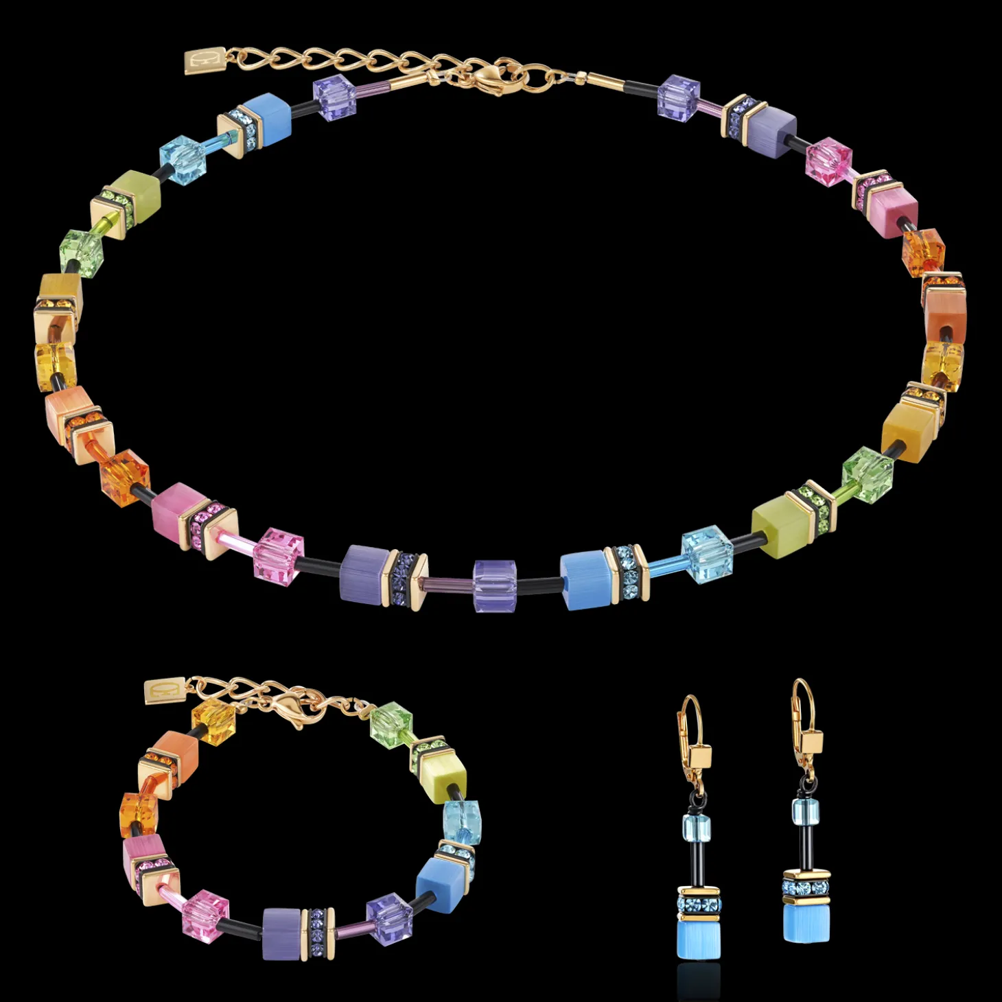 GeoCUBE® Bracelet multicolour rainbow gold