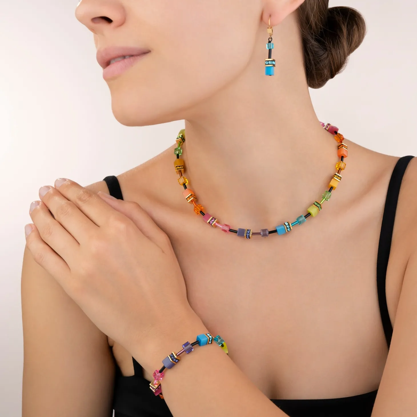 GeoCUBE® Bracelet multicolour rainbow gold
