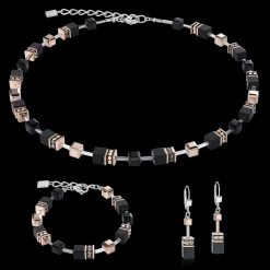 GeoCUBE® Bracelet onyx black-rose gold
