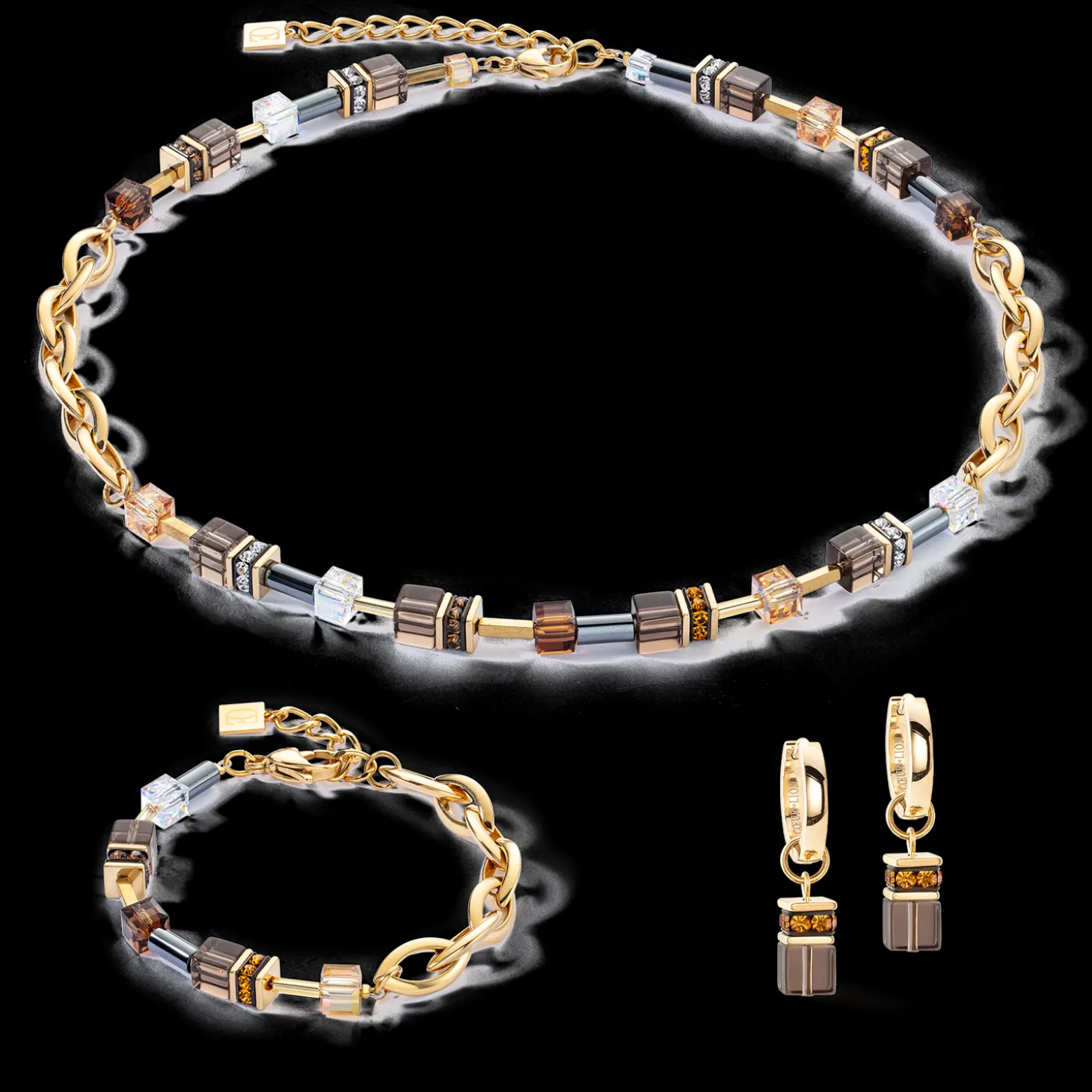 GeoCUBE® Chunky Chain bracelet gold-brown
