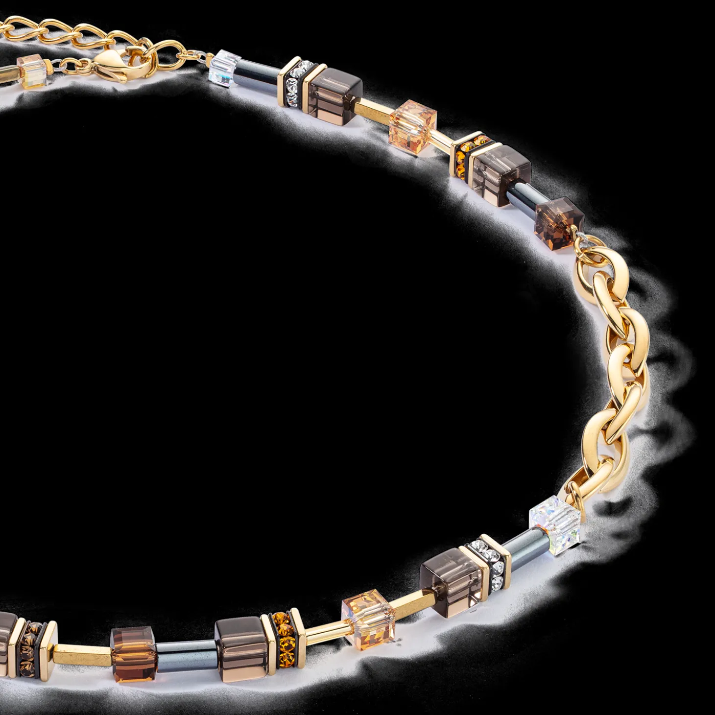 GeoCUBE® Chunky Chain necklace gold-brown
