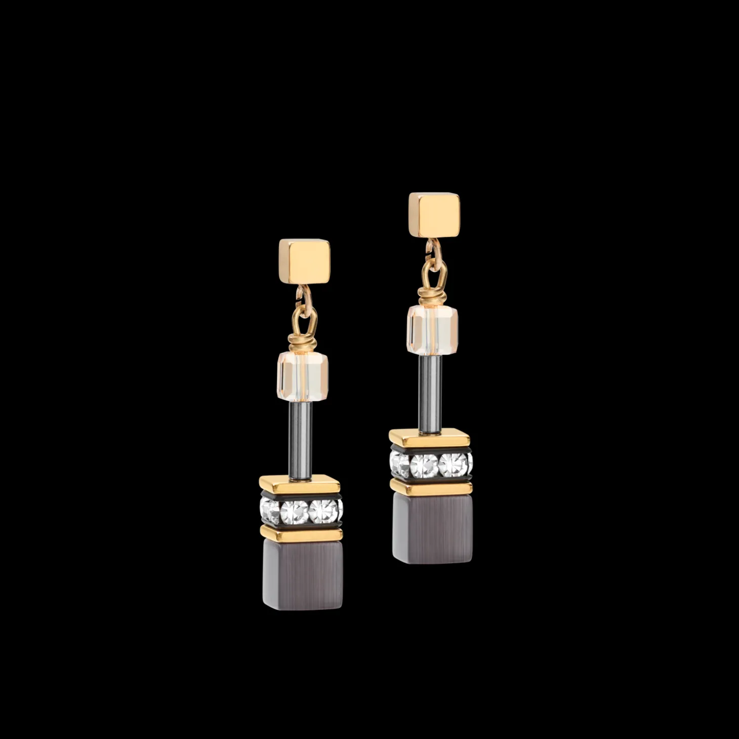 GEOCUBE® Earrings grey-gold