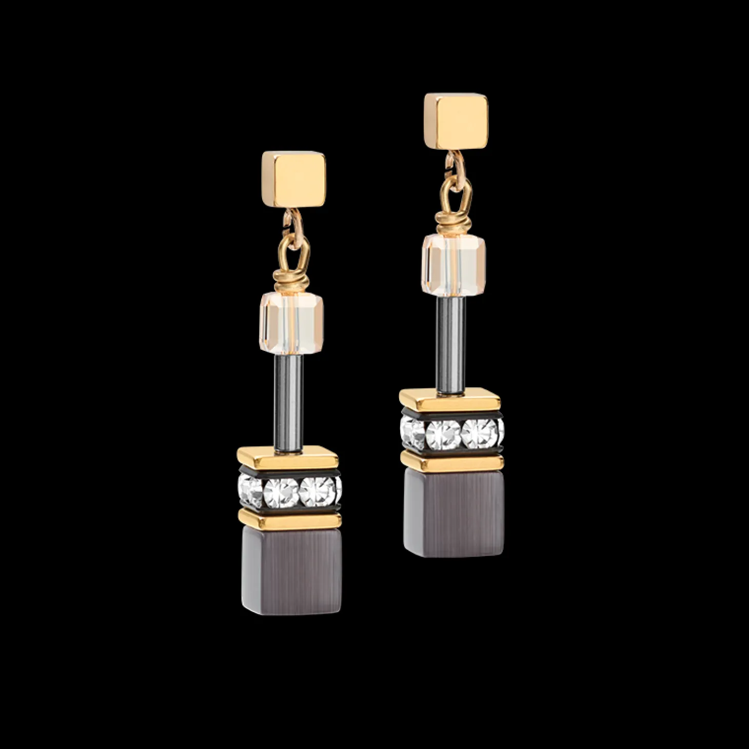 GEOCUBE® Earrings grey-gold