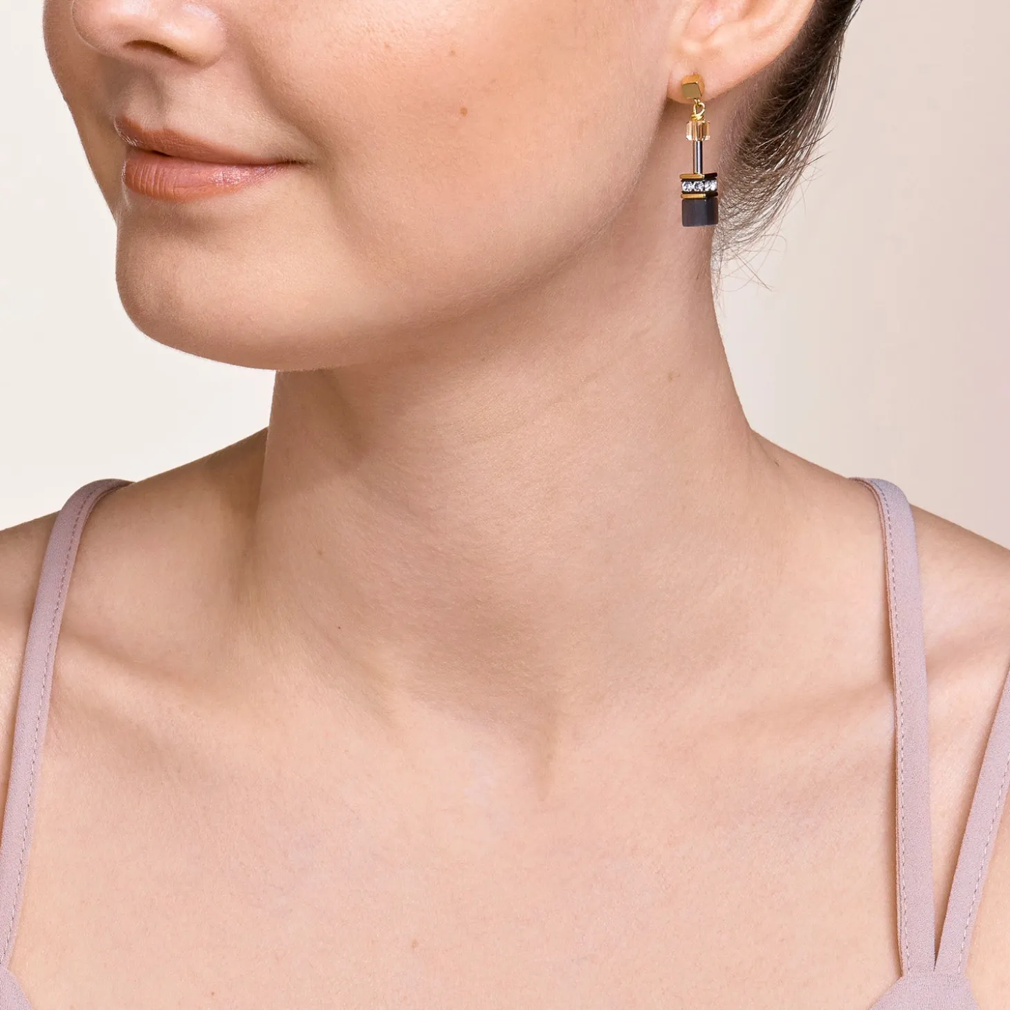 GEOCUBE® Earrings grey-gold