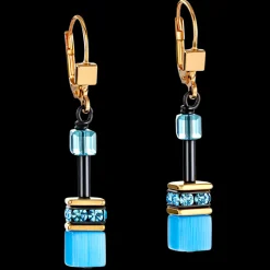 GeoCUBE® Earrings multicolour rainbow gold