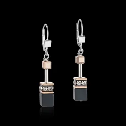 GeoCUBE® Earrings onyx black-rose gold