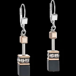 GeoCUBE® Earrings onyx black-rose gold