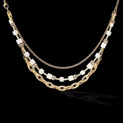 GeoCUBE® Festive Layer necklace gold-white