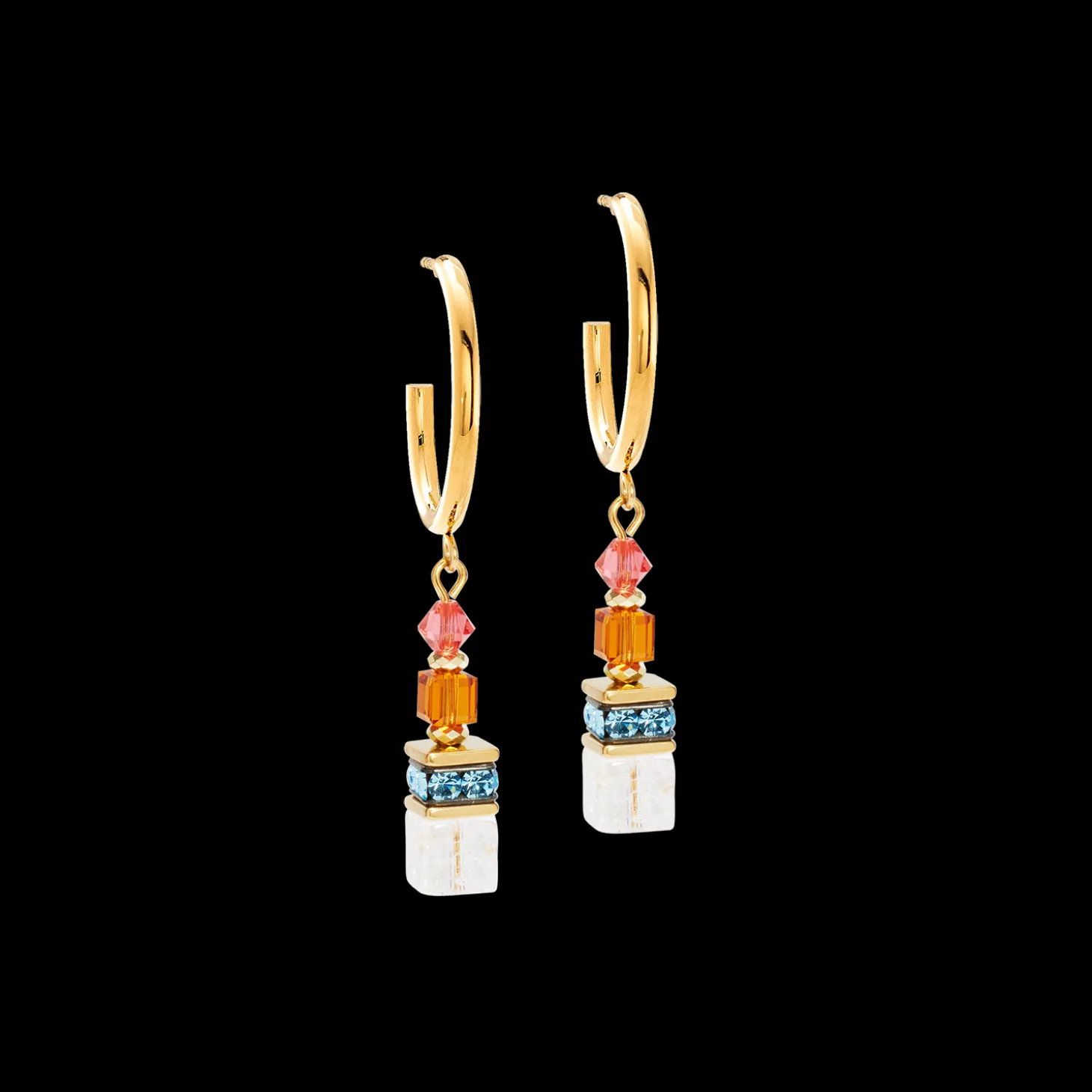 GeoCUBE® Fusion Summer hoop earrings gold-sunset
