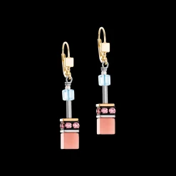 GeoCUBE® Iconic earrings aqua-apricot