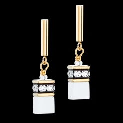 GeoCUBE® Iconic Layer earrings gold-white