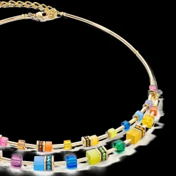 GeoCUBE® Iconic Layer necklace gold-rainbow