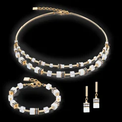 GeoCUBE® Iconic Layer necklace gold-white