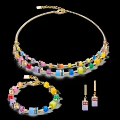 GeoCUBE® Iconic Layer necklace gold-rainbow