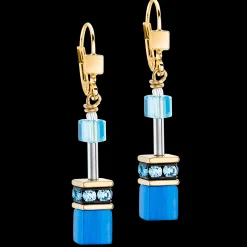 GeoCUBE® Iconic Mono Gold earrings turquoise