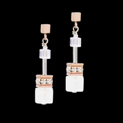 GeoCUBE® Iconic Nature earrings rosegold white