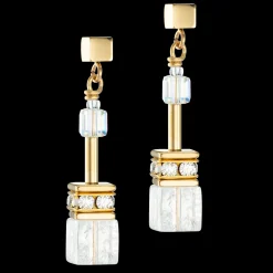GeoCUBE® Iconic Nature earrings gold white
