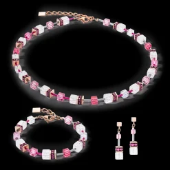 GeoCUBE® Iconic Nature necklace pink white