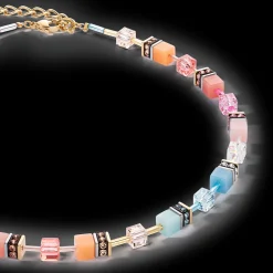 GeoCUBE® Iconic necklace aqua-apricot