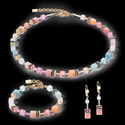 GeoCUBE® Iconic necklace aqua-apricot