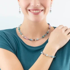 GeoCUBE® Iconic necklace aqua-lilac