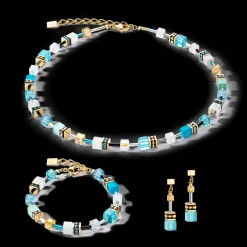 GeoCUBE® Iconic necklace gold turquoise