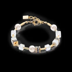 GeoCUBE® Iconic Pearl Mix bracelet gold-white