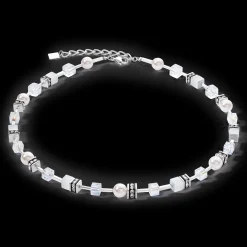 GeoCUBE® Iconic Pearl Mix necklace silver-white
