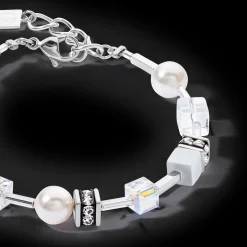 GeoCUBE® Iconic Pearl Mix bracelet silver-white
