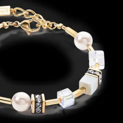 GeoCUBE® Iconic Pearl Mix bracelet gold-white