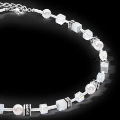 GeoCUBE® Iconic Pearl Mix necklace silver-white