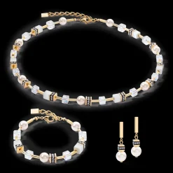 GeoCUBE® Iconic Pearl Mix earrings gold-white