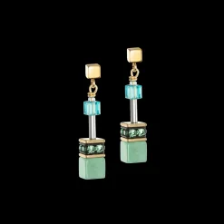 GeoCUBE® Iconic Precious earrings green-turquoise