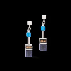 GeoCUBE® Iconic Precious earrings blue-brown
